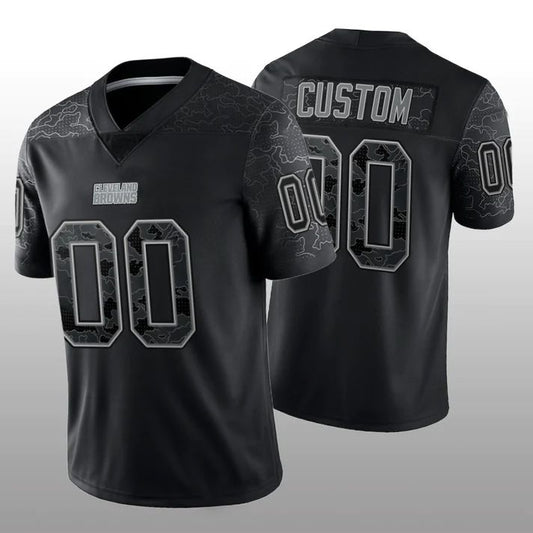 Custom Cleveland Browns Black RFLCTV Limited Jersey Stitched American Football Jerseys