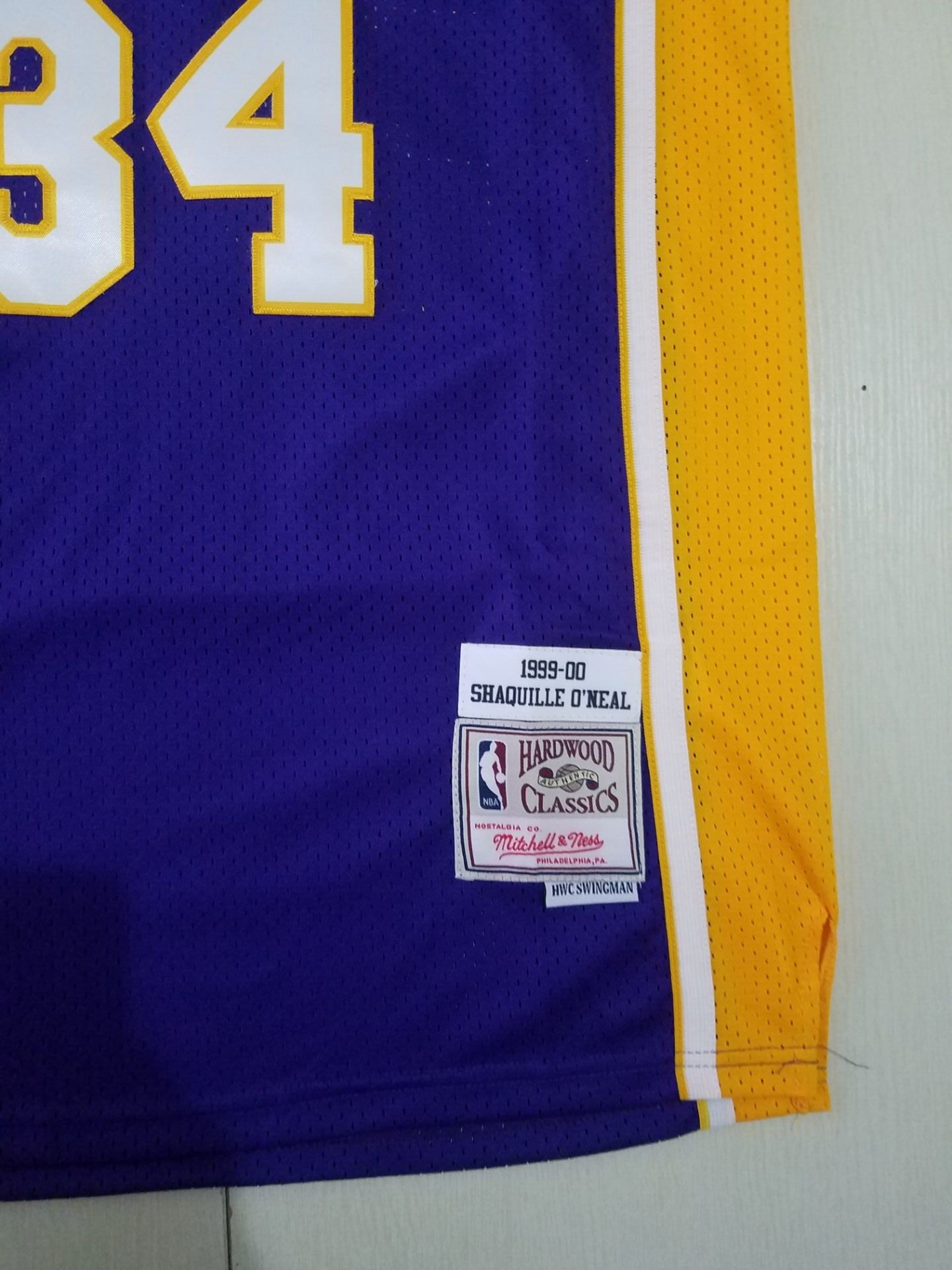 Men's Los Angeles Lakers Shaquille O'Neal #34 Purple 1999-00 Classics Jersey