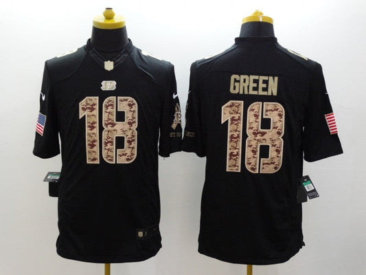 Men's Cincinnati Bengals A.J. Green #18 Black Team Game Jersey