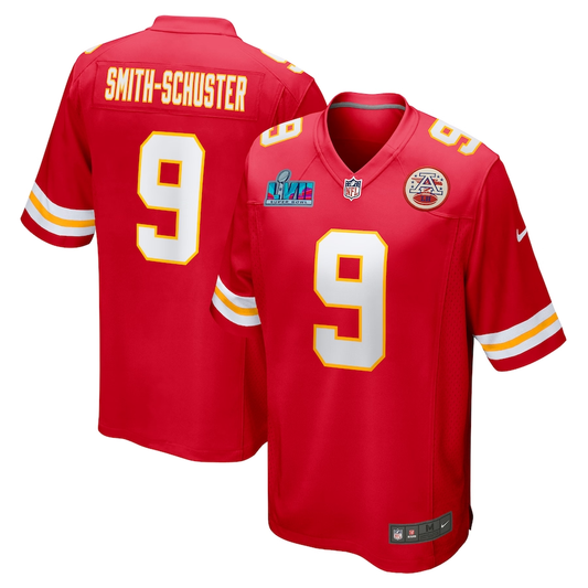 Men's Kansas City Chiefs JuJu Smith-Schuster #9 Red Super Bowl LVII Patch Game Jersey