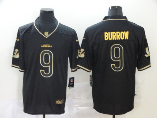 Men's Cincinnati Bengals #9 Joe Burrow Black Team Game Jersey