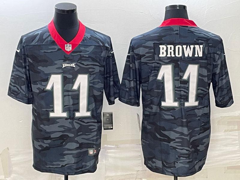 Men's Philadelphia Eagles A.J. Brown #11 Grey Camouflage Game Jersey