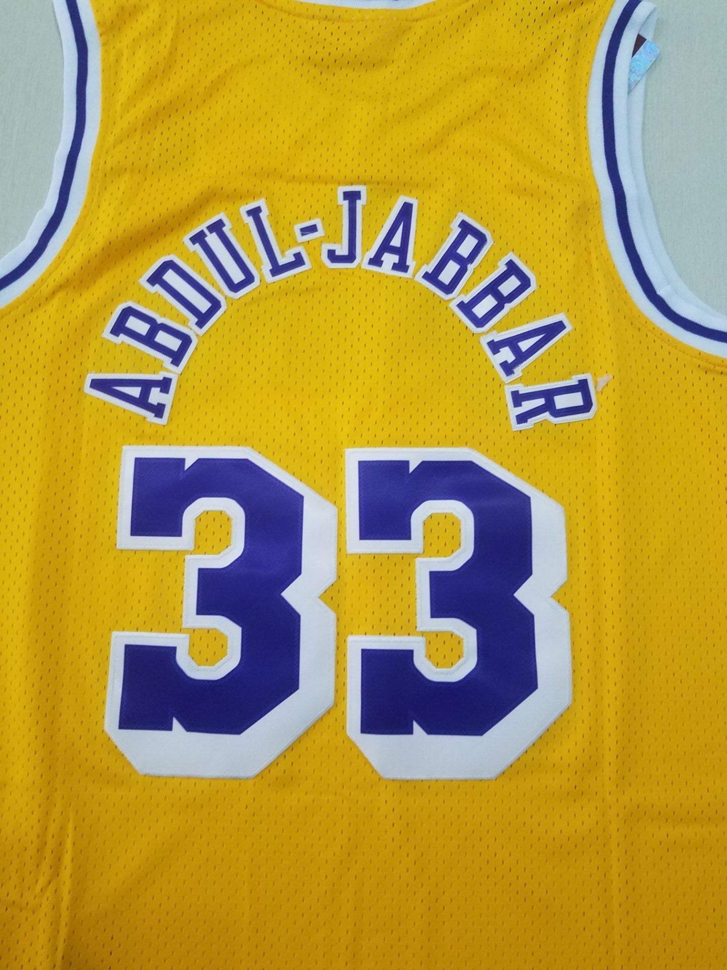 Men's Los Angeles Lakers Kareem Abdul-Jabbar Gold Hardwood Classics Jersey