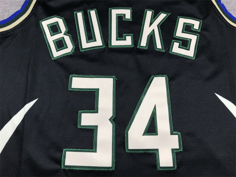 Men's Milwaukee Bucks Giannis Antetokounmpo #34 Black Swingman Jersey - Statement Edition