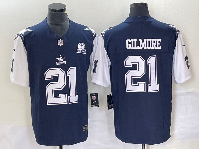 Men's Dallas Cowboys Stephon Gilmore #21 Navy Game Jersey