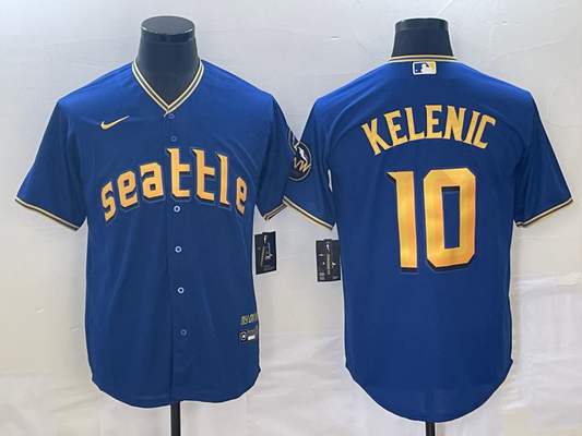 Men's Seattle Mariners Jarred Kelenic #10 Royal 2023 City Connect Replica Jersey