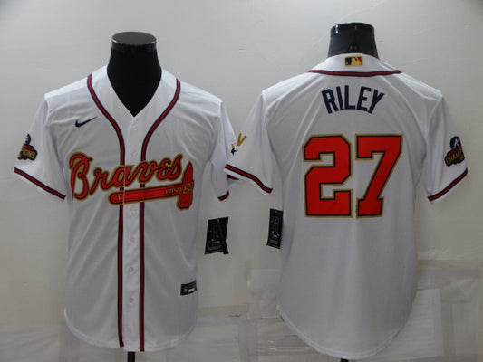 Men's Atlanta Braves Austin Riley #27 White Replica Game Jersey