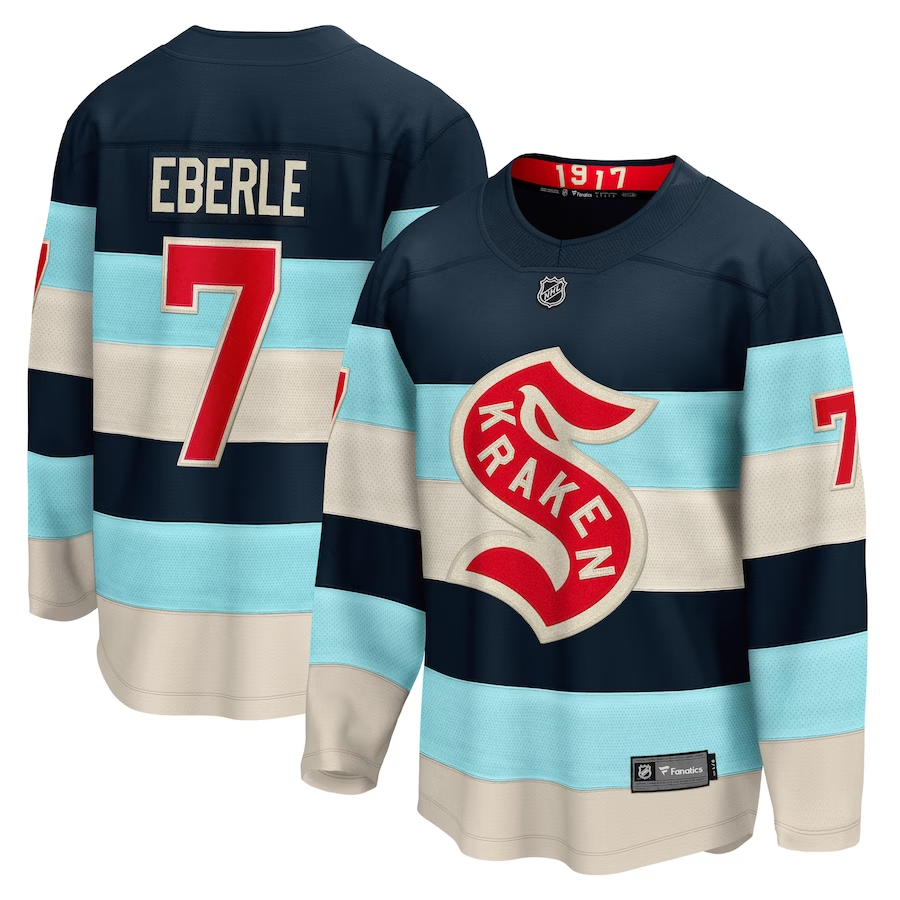 Men's Seattle Kraken Jordan Eberle #7 Deep Sea Blue 2024 NHL Winter Classic Breakaway Player Jersey