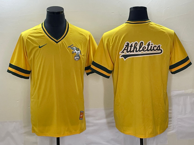 Men's Oakland Athletics Gold Cooperstown Collection Mesh Batting Player Jersey