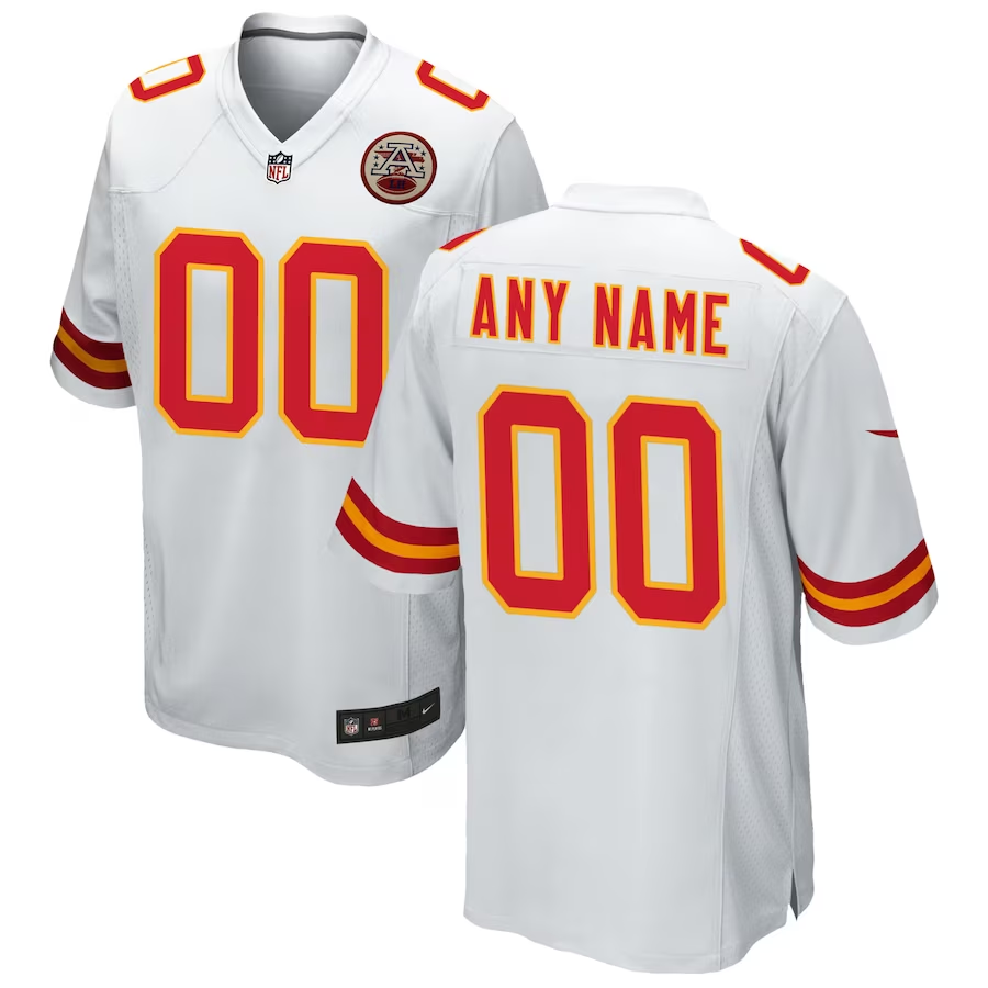 Custom Kansas City Chiefs White Game Jersey