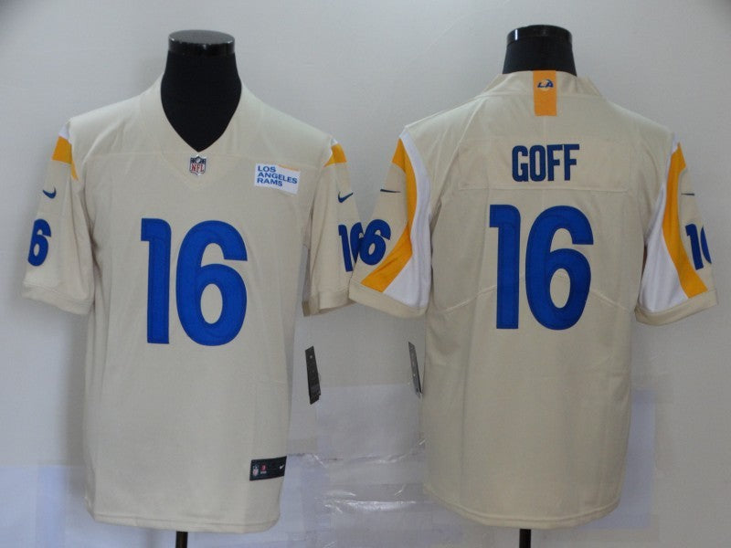 Men's Los Angeles Rams Jared Goff #16 Beige Vapor Limited Jersey