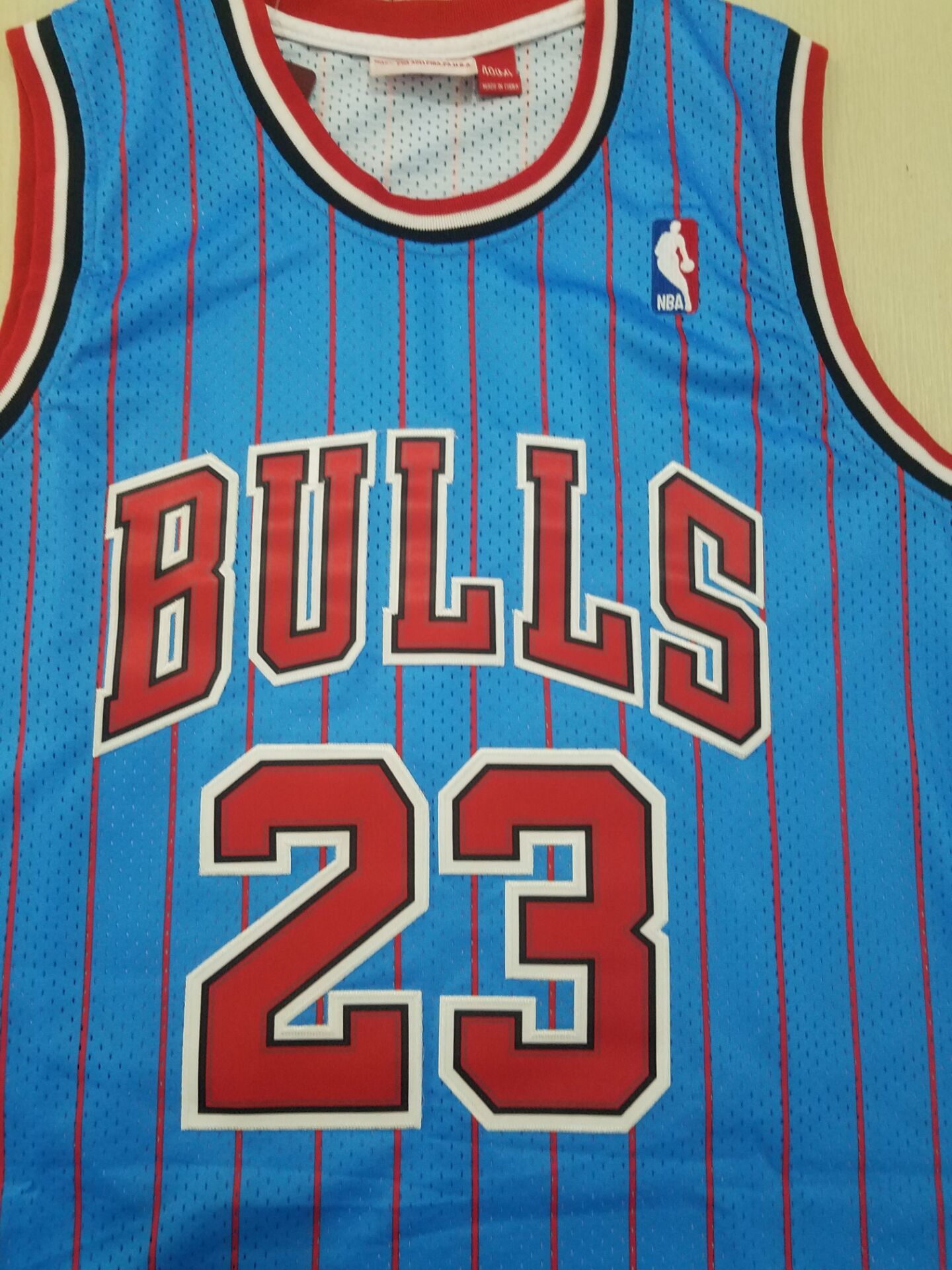 Men's Chicago Bulls Michael Jordan #23 Blue Hardwood Classics Authentic Jersey