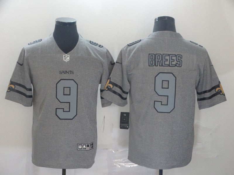 Men's New Orleans Saints Drew Brees #9 Gray Game Jersey