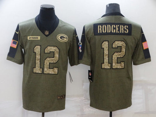 Men's Green Bay Packers Aaron Rodgers #12 Brown Game Jersey