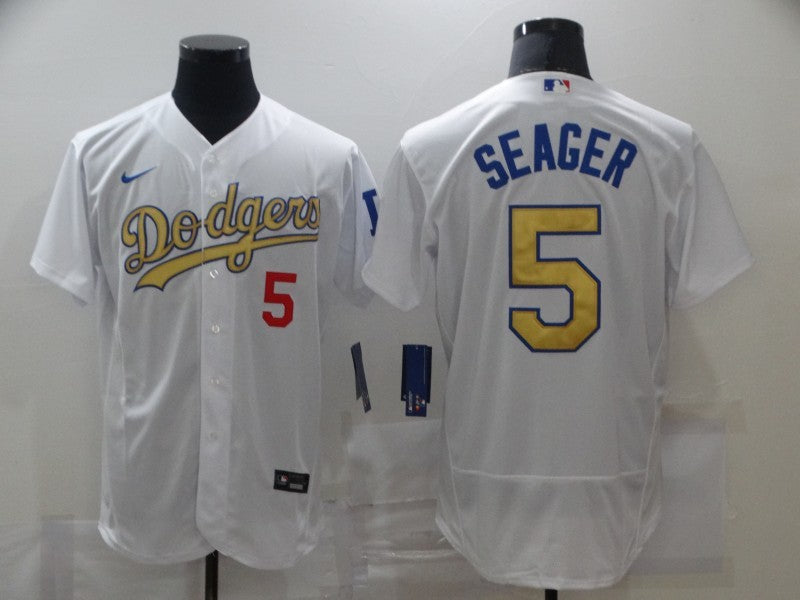 Men's Los Angeles Dodgers Corey Seager #5 White Authentic Game Jersey