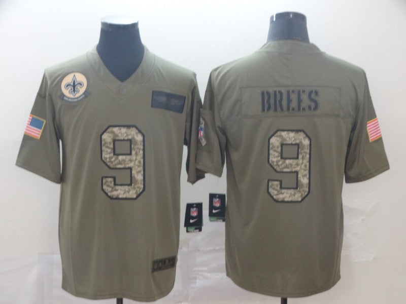 Men's New Orleans Saints Drew Brees #9 Brown Player Game Jersey