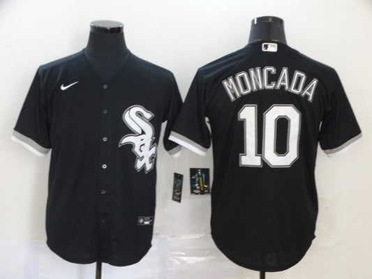 Men's Chicago White Sox Yoan Moncada #10 Black Replica Baseball Jersey