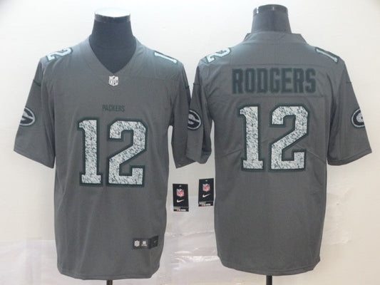 Men's Green Bay Packers Aaron Rodgers #12 Gray Player Game Jersey