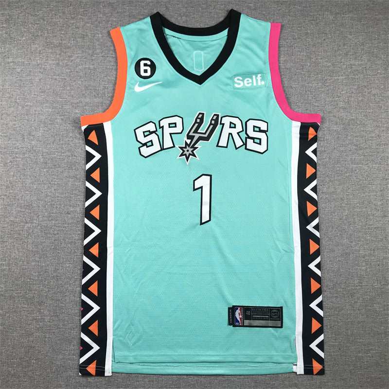 Men's San Antonio Spurs Victor Wembanyama #1 Turquoise 2022/23 Swingman Jersey - City Edition