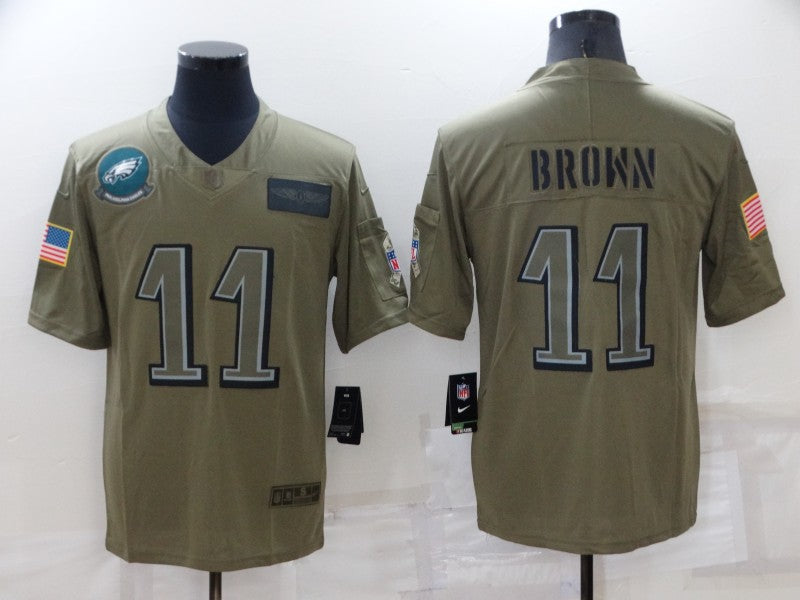 Men's Philadelphia Eagles A.J. Brown #11 Brown Game Jersey