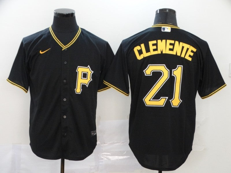 Men's Pittsburgh Pirates Roberto Clemente #21 Black Replica Baseball Jersey