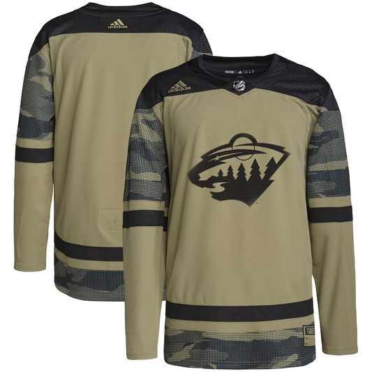 Men's Minnesota Wild adidas Military Appreciation Team Authentic Practice Blank Jersey