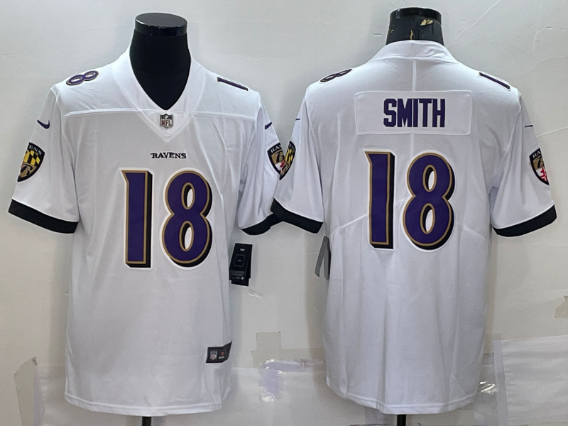 Men's Baltimore Ravens Roquan Smith #18 White Game Jersey