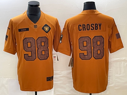 Men's Las Vegas Raiders Maxx Crosby #98 Brown 2023 Salute To Service Retired Player Limited Jersey