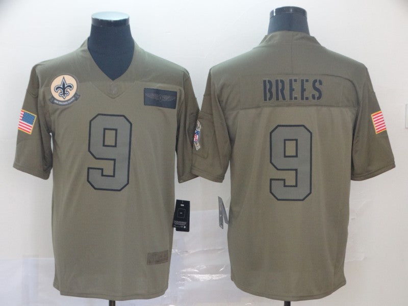 Men's New Orleans Saints Drew Brees #9 Brown Alternate Game Jersey