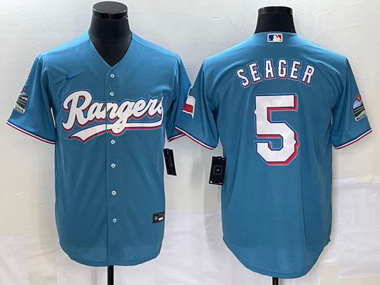 Men's Texas Rangers Corey Seager #5 Blue Replica Player Jersey
