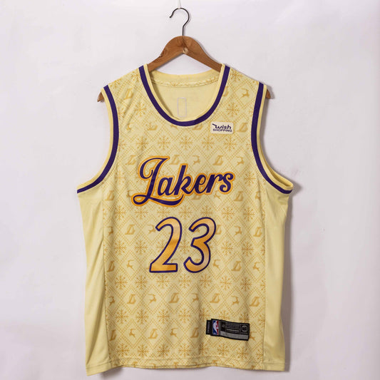 Men's Los Angeles Lakers LeBron James #23 Pale yellow Swingman Jersey