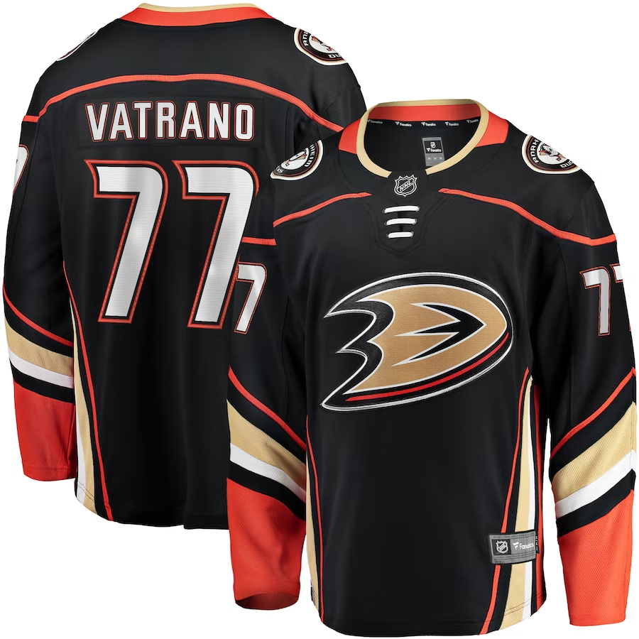 Men's Anaheim Ducks Frank Vatrano #77 Black Home Breakaway Player Jersey