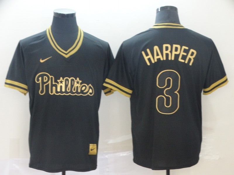 Men's Philadelphia Phillies Bryce Harper #3 Black Stitched Jersey