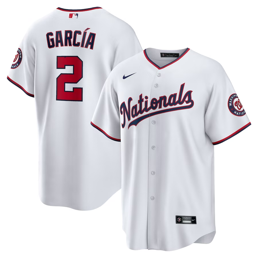 Men's Washington Nationals Luis Garcia #2 White Home Replica Player Jersey