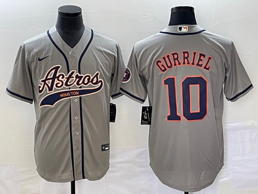 Men's Houston Astros Yuli Gurriel #10 Gray Replica Jersey Joint Edition