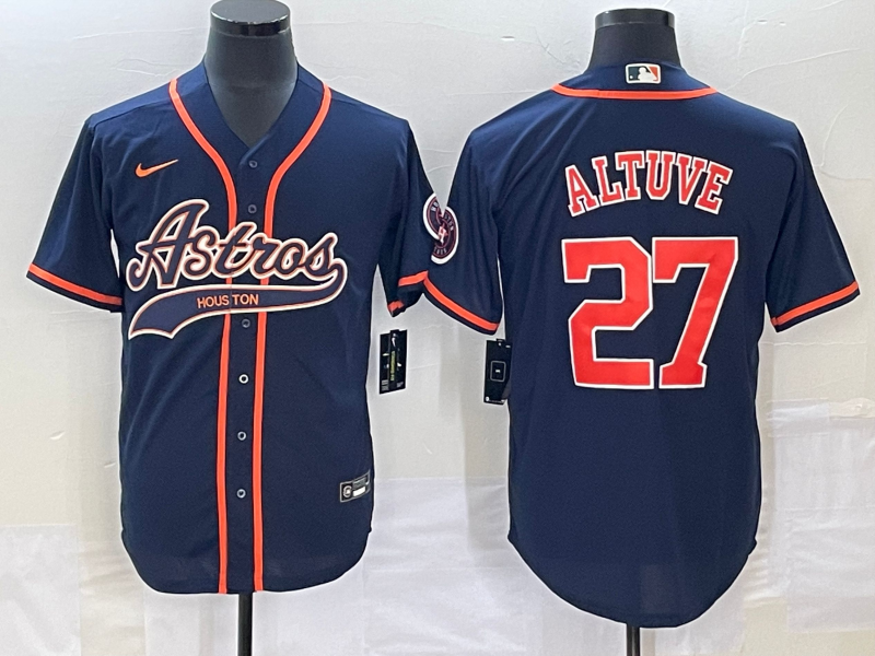 Men's Houston Astros Jose Altuve #27 Navy Replica Jersey Joint Edition