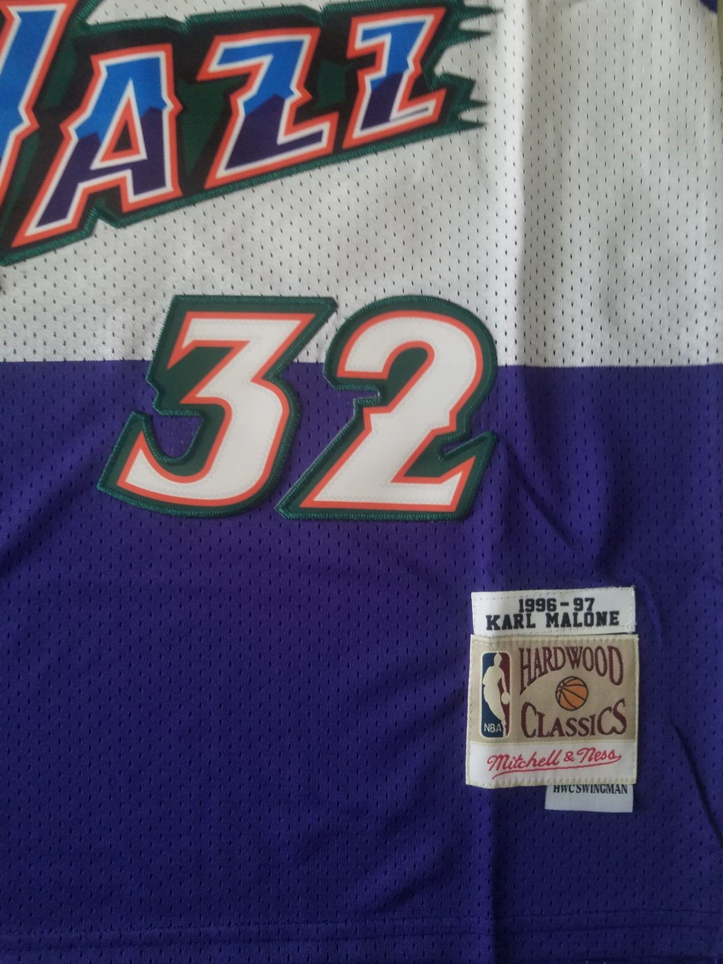 Men's Utah Jazz Karl Malone #32 Purple Hardwood Classics Throwback Team Jersey