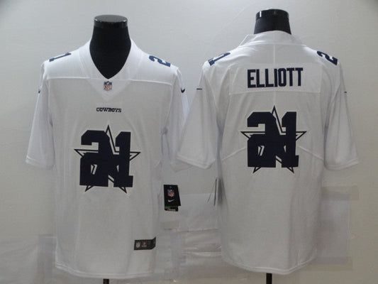 Men's Dallas Cowboys #21 Ezekiel Elliott White Player Game Jersey