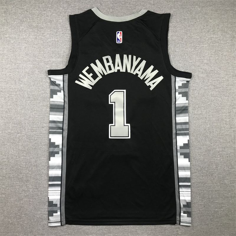 Men's San Antonio Spurs Victor Wembanyama #1 Black 2022/23 Swingman Jersey - Statement Edition