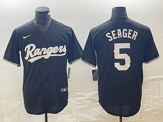 Men's Texas Rangers Corey Seager #5 Black Replica Player Jersey