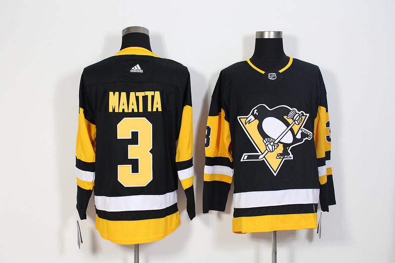 Men's Pittsburgh Penguins Olli Maatta #3 Black Player Game Jersey