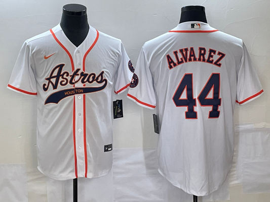 Men's Houston Astros Yordan Alvarez #44 White Replica Jersey Joint Edition