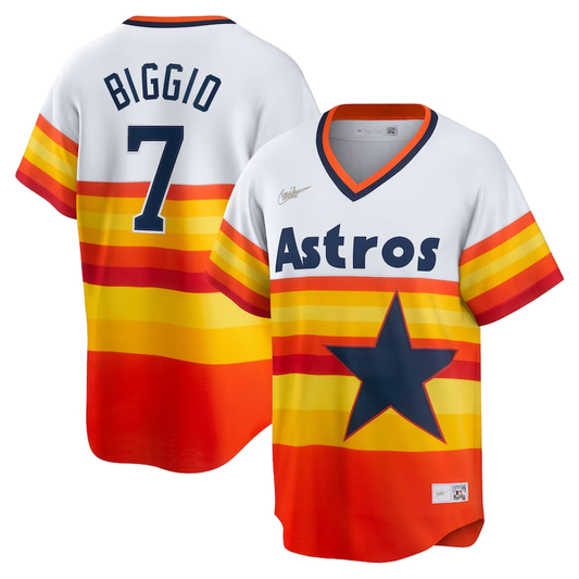 Men's Houston Astros Craig Biggio #7 White Home Cooperstown Collection Player Jersey