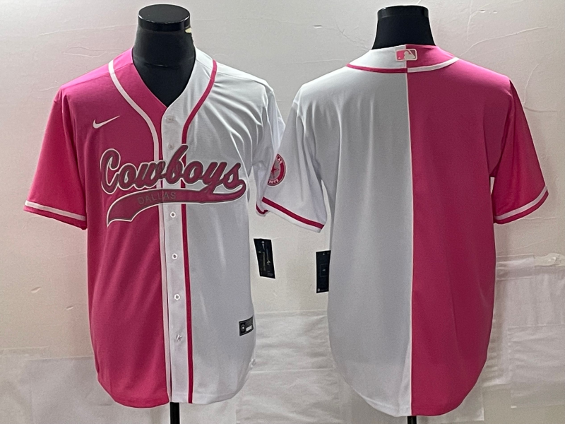 Men's Dallas Cowboys Pink/White Blank Jersey