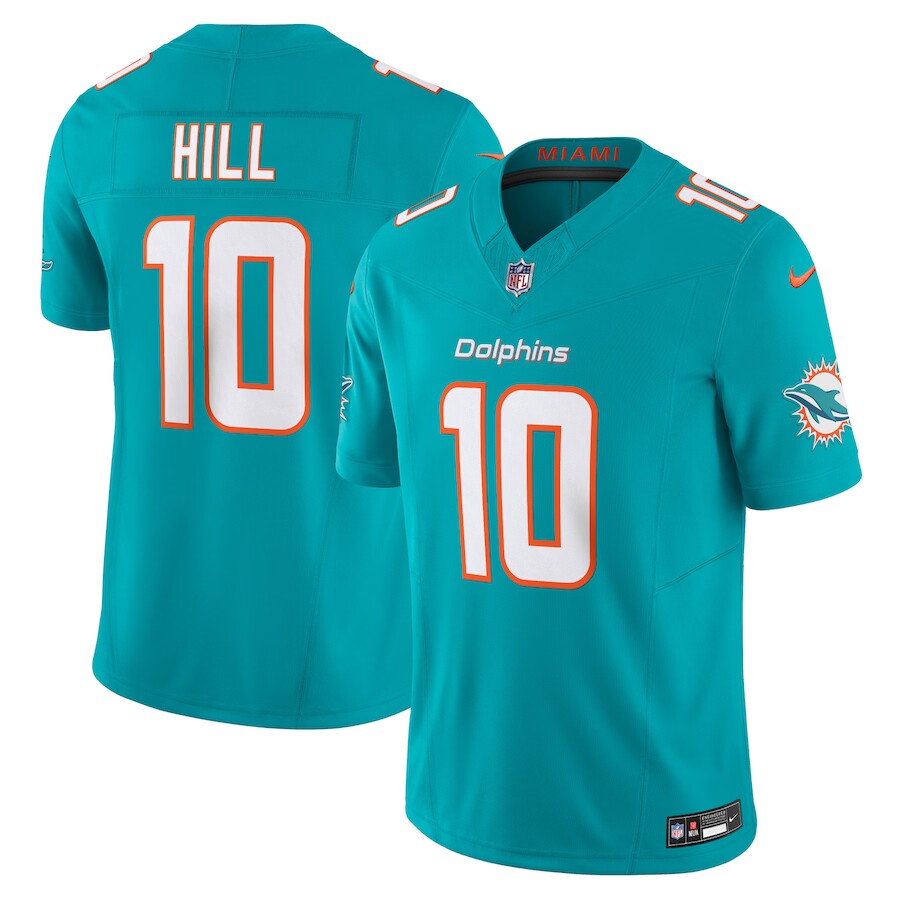 Men's Miami Dolphins Tyreek Hill #10 Aqua Game Jersey