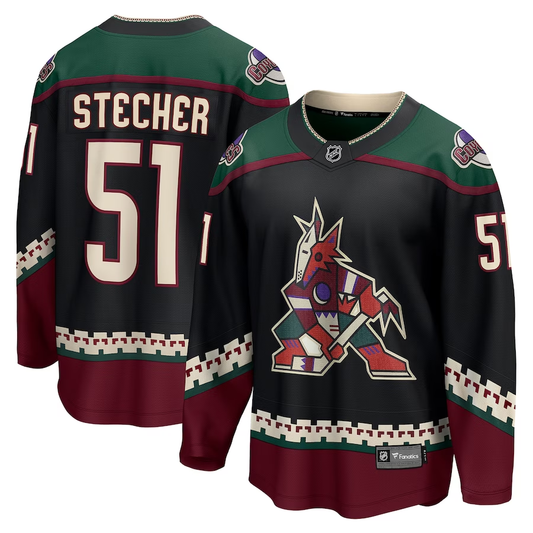 Men's Arizona Coyotes Troy Stecher #51 Black Home Breakaway Player Jersey