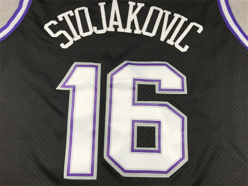 Men's Sacramento Kings Peja Stojakovic #16 Black Hardwood Classics Swingman Jersey