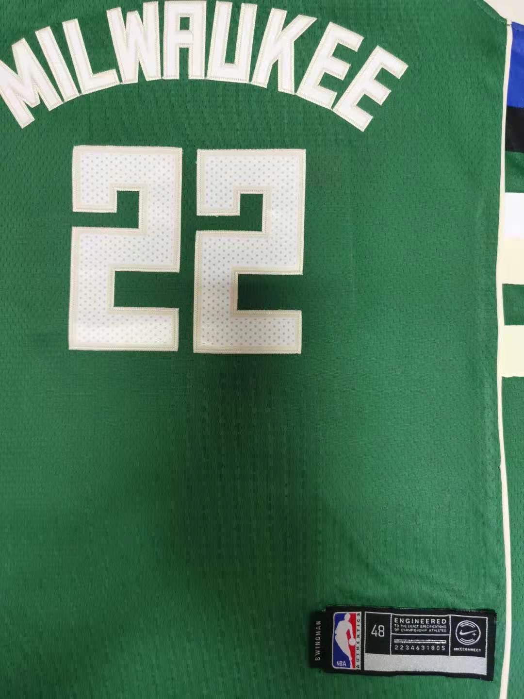 Men's Milwaukee Bucks Khris Middleton #22 Green Fast Break Road Replica Jersey