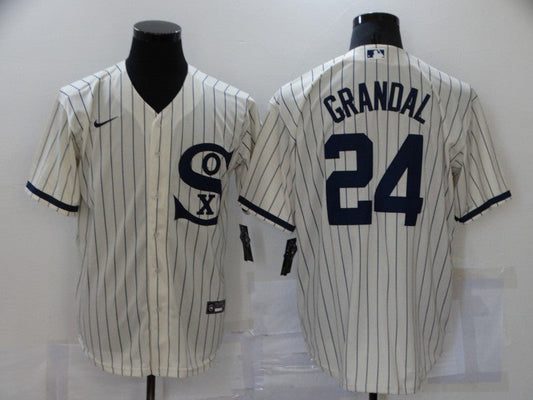 Men's Chicago White Sox Yasmani Grandal #24 Beige Replica Baseball Jersey