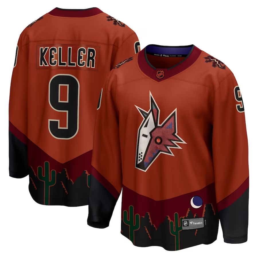 Men's Arizona Coyotes Clayton Keller #9 Burnt Orange Special Edition 2.0 Breakaway Player Jersey